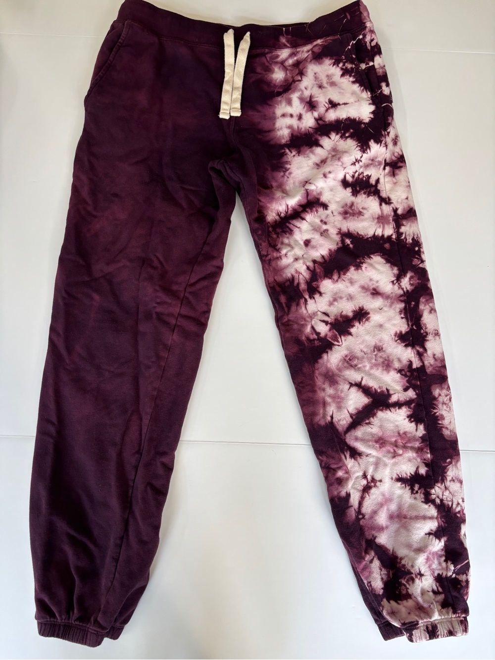 Electric & Rose Maroon Tie-Dye Cotton Modal Jogger Sweatpants Pockets - Medium